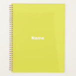 Minimalist modern lime green custom year monogram planner<br><div class="desc">Minimalist modern lime green custom text,  year,  name,  initials or monogram personalised Planner.
Custom white text on lime green plain solid colour background.</div>