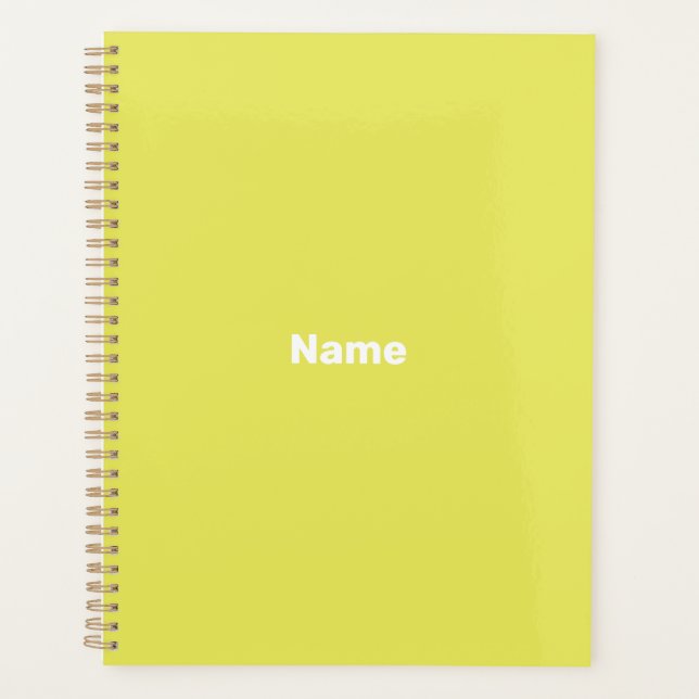 Minimalist modern lime green custom year monogram planner (Front)