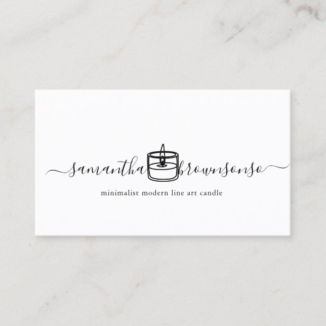 Minimalist modern line art candle business card (Front)