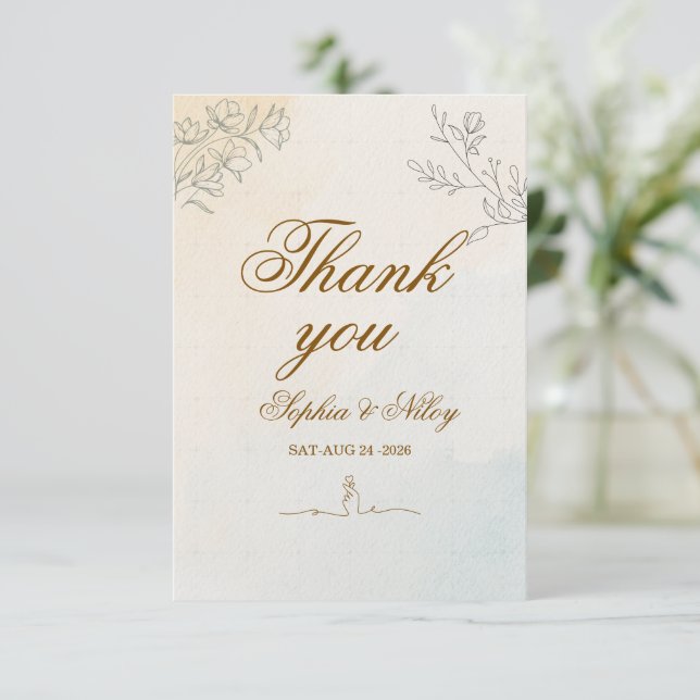 Minimalist Modern Line art Wedding Enclosure Card (Standing Front)