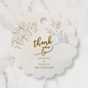 Minimalist Modern Line art Wedding Favour Tags