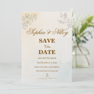 Minimalist Modern Line art Wedding Save The Date