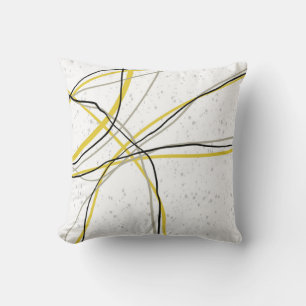 minimalist modern line art yellow gray and black  cushion