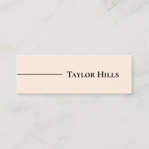 Minimalist Modern Line Name Beige Mini Business Card