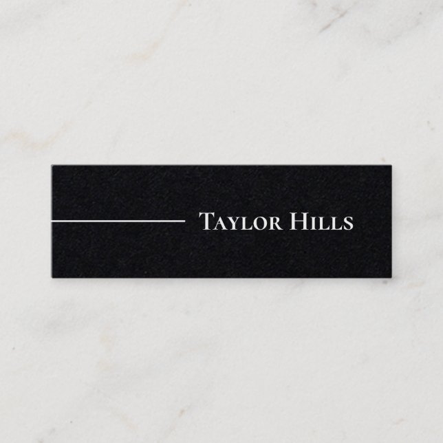 Minimalist Modern Line Name Black Kraft Mini Business Card (Front)