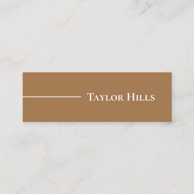 Minimalist Modern Line Name Brown Mini Business Card (Front)