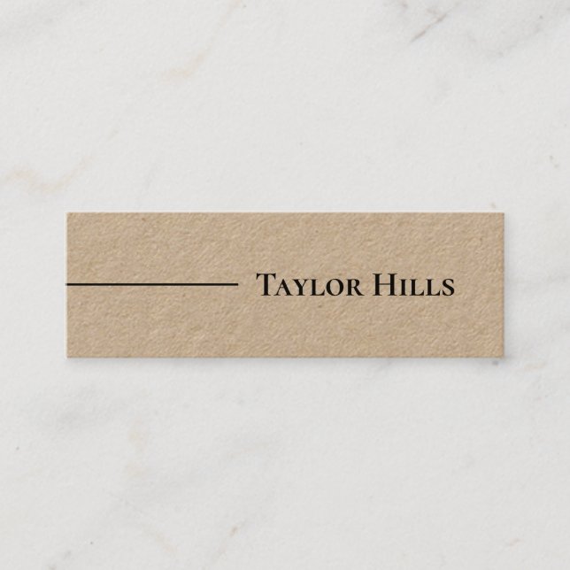 Minimalist Modern Line Name Kraft Mini Business Card (Front)
