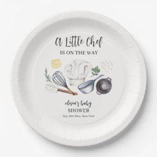 Minimalist Modern Little Chef Baby Shower Paper Plate