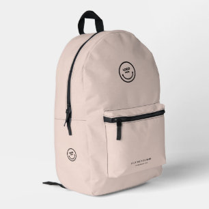 Minimalist Modern Logo Company Peach Pink Printed Backpack