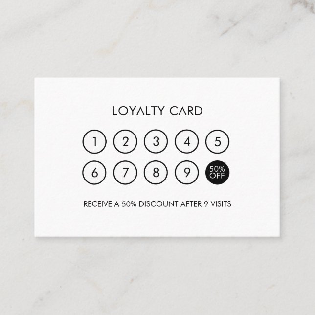 Minimalist Modern Loyalty Discount Black and White (Front)