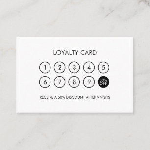 Minimalist Modern Loyalty Discount Black and White Card
