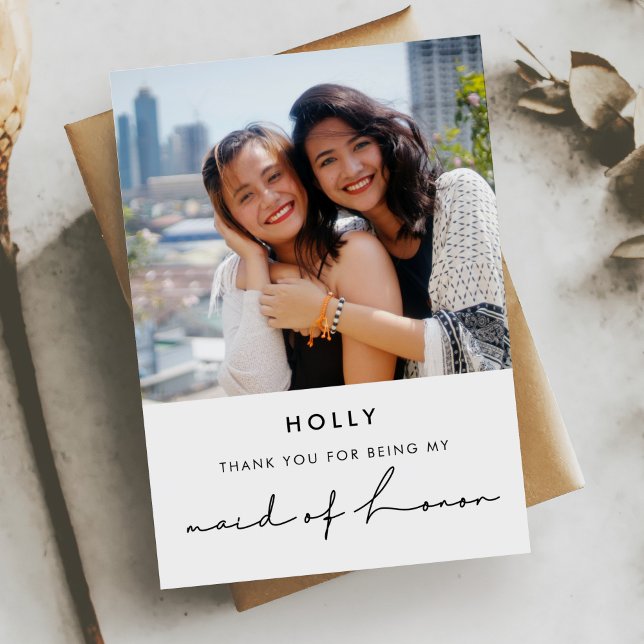 Minimalist modern Maid of honour thank you card (Creator Uploaded)