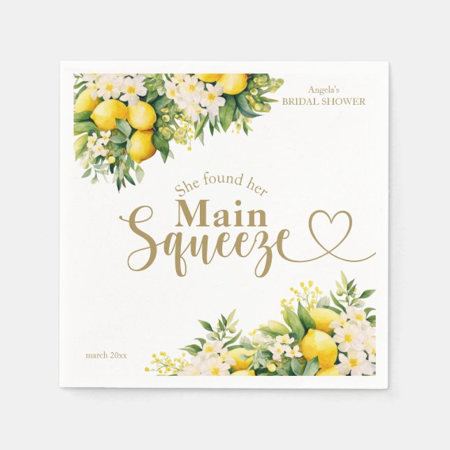 Minimalist Modern Main Squeeze Bridal Shower  Napkin (Front)