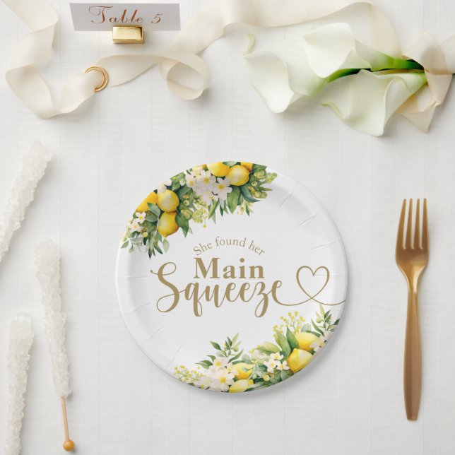 Minimalist Modern Main Squeeze Bridal Shower  Paper Plate (Wedding)