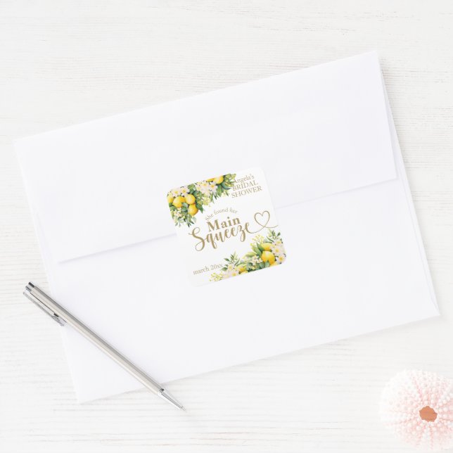 Minimalist Modern Main Squeeze Bridal Shower  Square Sticker (Envelope)