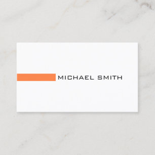 Minimalist Modern Mango Tango and White Business Card