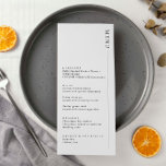 Minimalist Modern Menu<br><div class="desc">Invite guests to your wedding with this simple and modern customisable menu card,  which features a clean font on white background. This wedding invitation is perfect for any season. Font sizes and text can be further edited. Please let feel free to contact me if you have any enquiries.</div>