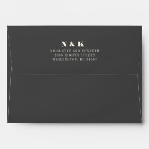 Minimalist Modern Monogram Black Bold Wedding Envelope
