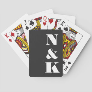 Minimalist Modern Monogram Black Elegant Wedding Playing Cards