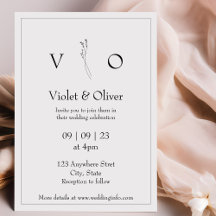 Minimalist Modern Monogram Black & White Wedding