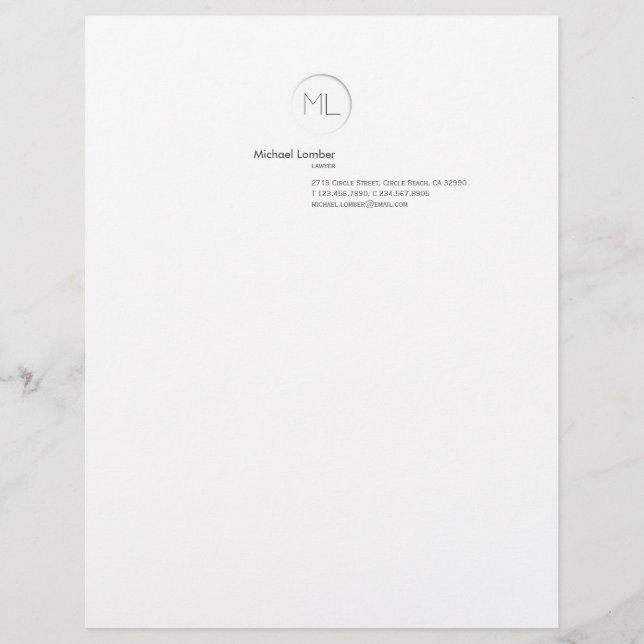 Minimalist Modern Monogram Business Letterhead Top Template (Front)