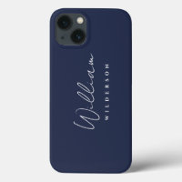 Minimalist Modern Monogram Custom Script Navy Blue