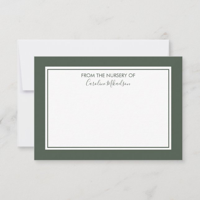 Minimalist Modern Monogram - Dark Green Thank You Card (Front)