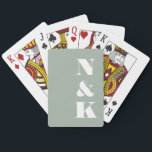 Minimalist Modern Monogram Dusty Sage Wedding Playing Cards<br><div class="desc">Minimalist Modern Monogram Dusty Sage Wedding Personalised Playing Cards</div>