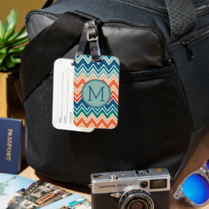 Minimalist Modern Monogram Elegant Chevron Pattern Luggage Tag