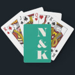 Minimalist Modern Monogram Emerald Green Wedding Playing Cards<br><div class="desc">Minimalist Modern Monogram Emerald Green Wedding Playing Cards</div>