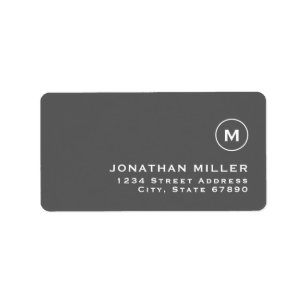 Minimalist Modern Monogram Grey Return Address Label