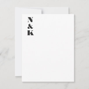 Minimalist Modern Monogram Initials Black White  Thank You Card