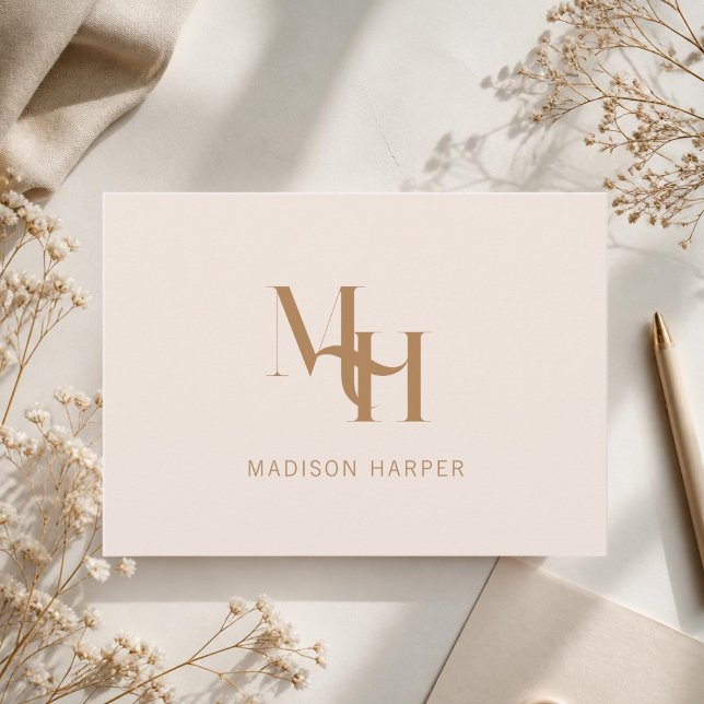 Minimalist modern monogram initials pink card (Creator Uploaded)