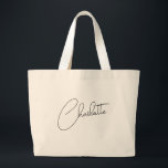 Minimalist Modern Monogram Name Large Tote Bag<br><div class="desc">This minimalist, modern, monogram-named large tote bag is a chic and elegant accessory featuring a black-and-gold design with personalised calligraphy. It combines minimalist simplicity with a modern and trendy aesthetic, perfect for bridesmaids or as a stylish gift for her. Its clean, sleek look makes it both practical and fashionable, ideal...</div>