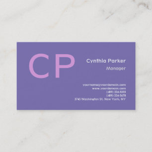 Minimalist Modern Monogram Periwinkle Lavender Business Card