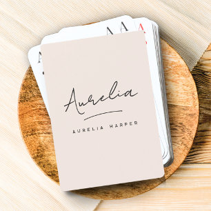 Minimalist Modern Monogram Pink Custom Playing Cards
