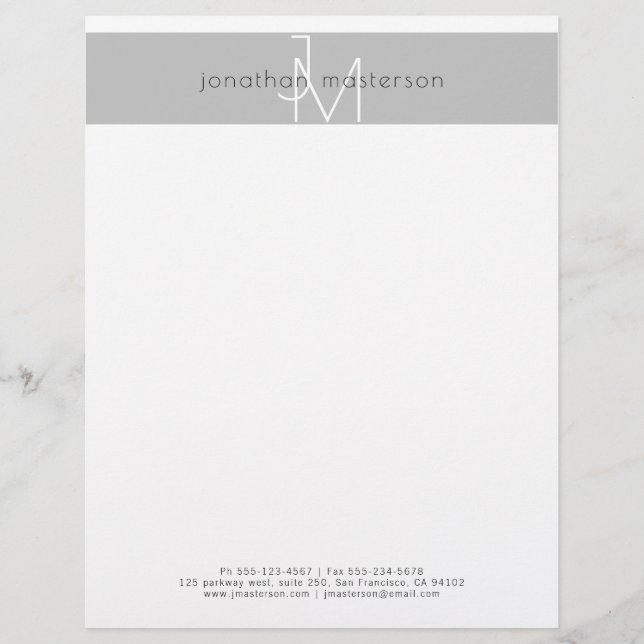 Minimalist Modern Monogram Professional Custom Letterhead (Front)