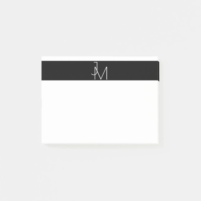 Minimalist Modern Monogram Professional Post-it Notes (Front)