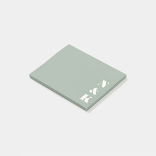 Minimalist Modern Monogram Sage Green Custom Post-it Notes