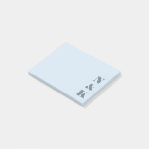 Minimalist Modern Monogram Soft Blue Custom  Post-it Notes