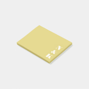 Minimalist Modern Monogram Soft Yellow Custom  Post-it Notes