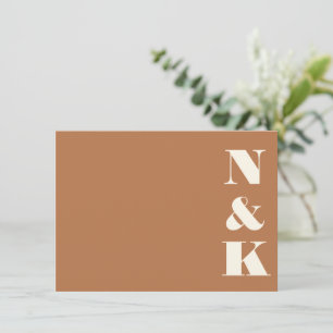 Minimalist Modern Monogram Terracotta Chic Wedding Card