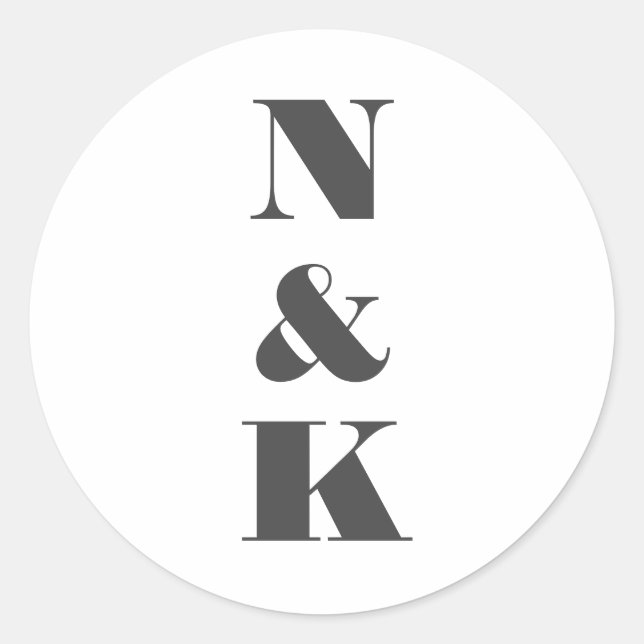 Minimalist Modern Monogram White Elegant Wedding  Classic Round Sticker (Front)