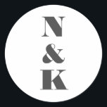 Minimalist Modern Monogram White Elegant Wedding  Classic Round Sticker<br><div class="desc">Minimalist Modern Monogram Wedding Personalised Classic Round Sticker with Black Text on White Background</div>