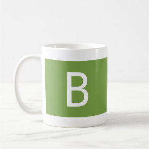 Minimalist Modern Monogrammed Simple Green White Coffee Mug
