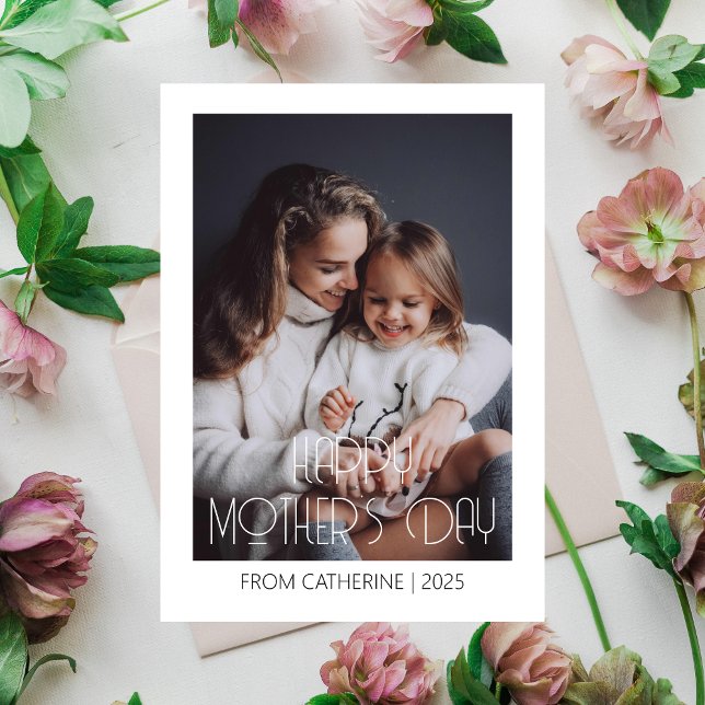 Minimalist Modern mothers Day 1 photo Holiday Card (Creator Uploaded)