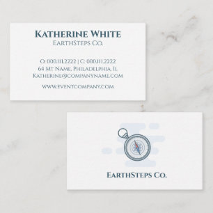 Minimalist Modern Moutntain Hiking Blue White Serv Business Card