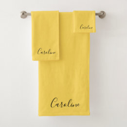Minimalist modern mustard yellow bath towel set