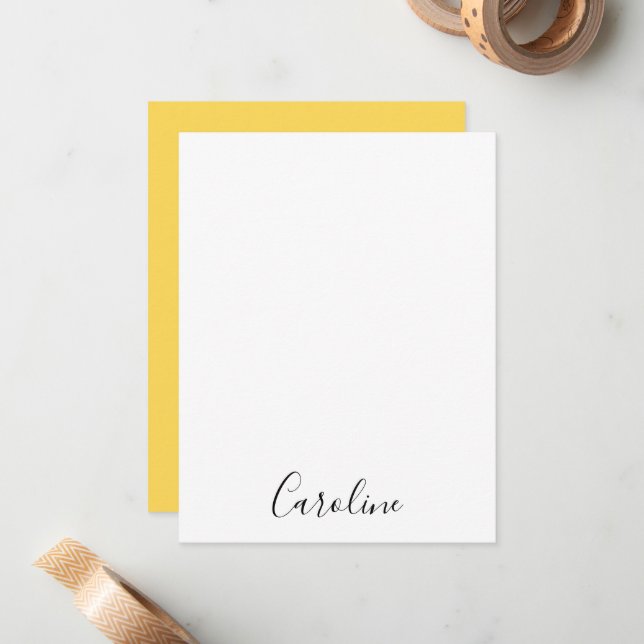 Minimalist modern mustard yellow card (Front/Back In Situ)
