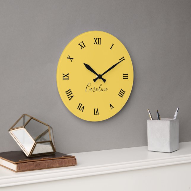 Minimalist modern mustard yellow large clock (Office)